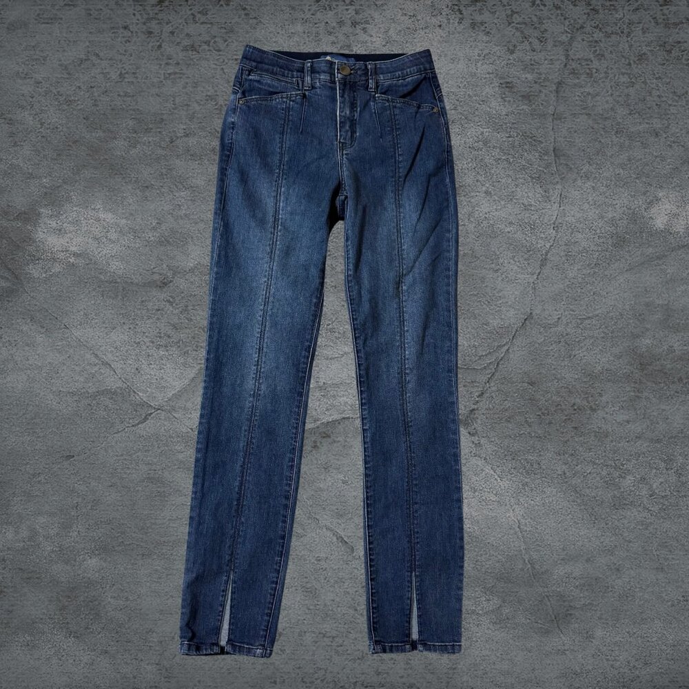 Democracy Straight Split Hem Women's Jeans Front Seam Details Stretch Size 2